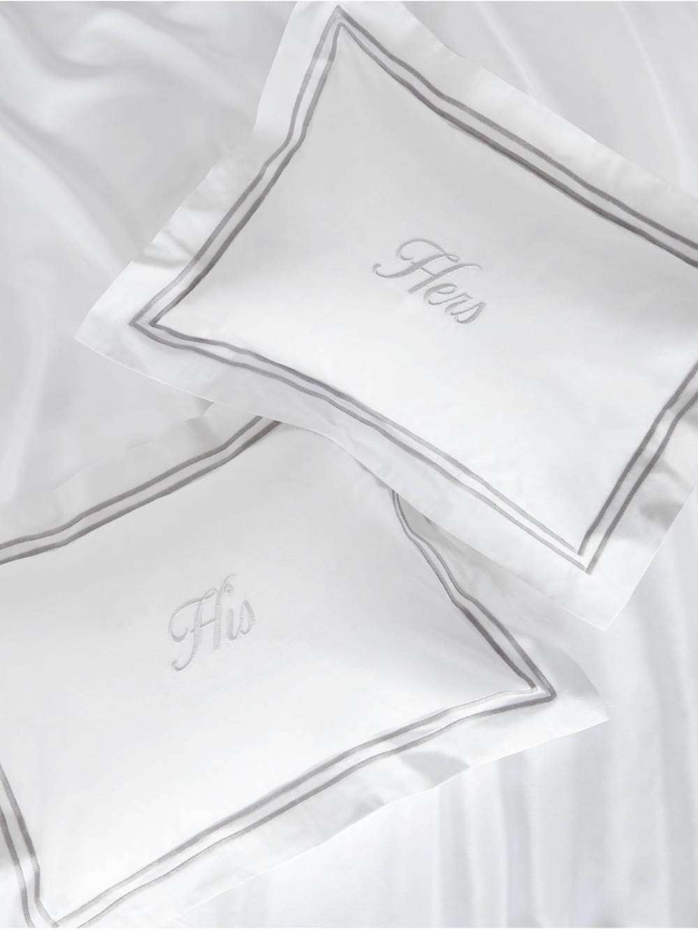 Hers & His Sferra Silver Monogrammed White Pillowcasez